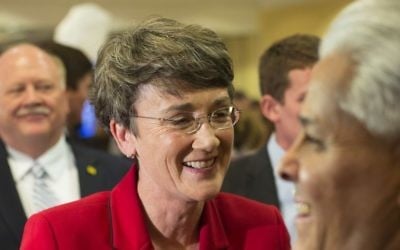 Former US Rep. Heather Wilson in Albuquerque, New Mexico, on November 6, 2012. (AP Photo/Jake Schoellkopf, File)