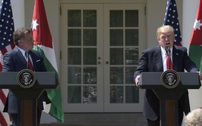President Donald Trump and Jordan's King Abdullah II speak during a news conference in the Rose Garden of the White House in Washington, Wednesday, April 5, 2017. (AP Photo/Susan Walsh)