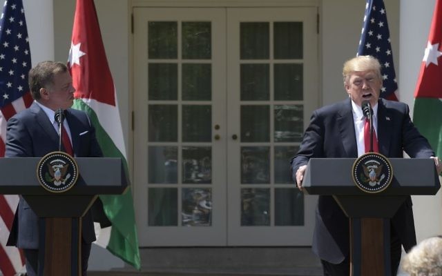 President Donald Trump and Jordan's King Abdullah II speak during a news conference in the Rose Garden of the White House in Washington, Wednesday, April 5, 2017. (AP Photo/Susan Walsh) President Donald Trump and Jordan's King Abdullah II speak during a news conference in the Rose Garden of the White House in Washington, Wednesday, April 5, 2017. (AP Photo/Susan Walsh)
