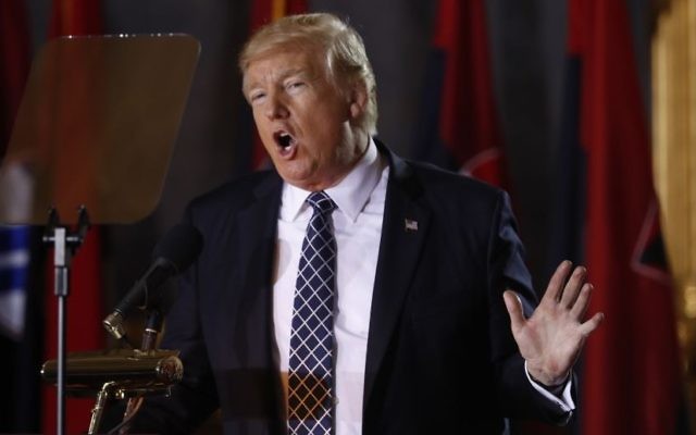 US President Donald Trump speaks on Capitol Hill in Washington, Tuesday, April 25, 2017, during the United States Holocaust Memorial Museum's National Days of Remembrance ceremony. (AP Photo/Pablo Martinez Monsivais) US President Donald Trump speaks on Capitol Hill in Washington, Tuesday, April 25, 2017, during the United States Holocaust Memorial Museum's National Days of Remembrance ceremony. (AP Photo/Pablo Martinez Monsivais)