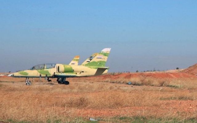 Illustrative: Syrian warplanes in the Kweiras air base, east of Aleppo, Syria in 2015. (SANA via AP) Illustrative: Syrian warplanes in the Kweiras air base, east of Aleppo, Syria in 2015. (SANA via AP)