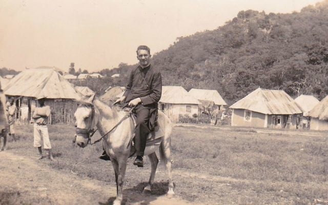 Monsignor Hugh O'Flaherty on a donkey in Haiti before the outbreak of World War II. (Courtesy/Memorial Society)