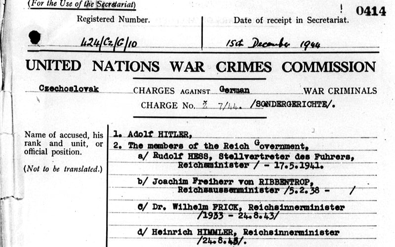 This document shows that in 1944 the United Nations War Crimes Commission sought to indict prominent Nazis (UNWCC) This document shows that in 1944 the United Nations War Crimes Commission sought to indict prominent Nazis (UNWCC)