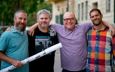 The four owners of Jerusalem restaurant Crave, from left, Tzvi Maller, Chef Todd Aarons, James Oppenheim and Yoni Van Leeuwen (Courtesy David Zimand)