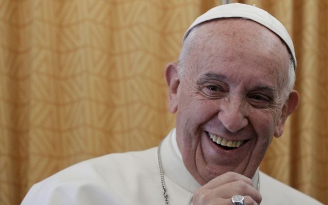 Pope Francis smiles as he talks to journalists during a press conference he held on his return flight from Cairo to Rome, Saturday, April 29, 2017 (AP Photo/Gregorio Borgia) Pope Francis smiles as he talks to journalists during a press conference he held on his return flight from Cairo to Rome, Saturday, April 29, 2017 (AP Photo/Gregorio Borgia)