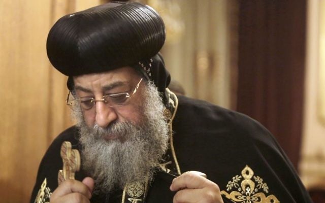 In this Feb. 17, 2015 file photo, Pope Tawadros II, the pope of the Coptic Church of Egypt, walks to his office at St. Mark's Cathedral in Cairo, Egypt. (AP Photo/Amr Nabil, File) In this Feb. 17, 2015 file photo, Pope Tawadros II, the pope of the Coptic Church of Egypt, walks to his office at St. Mark's Cathedral in Cairo, Egypt. (AP Photo/Amr Nabil, File)