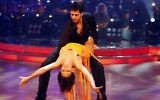 Yaniv Kakun and Liat Blau on the television show 'Dancing with the Stars.' (Abir Sultan/Flash90)