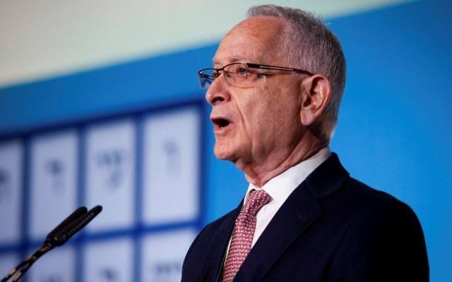 Haaretz publisher Amos Schocken speaks at a conference in Tel Aviv on February 17, 2015. (Amir Levy/Flash90) Haaretz publisher Amos Schocken speaks at a conference in Tel Aviv on February 17, 2015. (Amir Levy/Flash90)