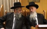 Rabbi Avraham Yosef (r) and Rabbi David Yosef attend a ceremony in memory of Rabbi Ovadia Yosef in Jerusalem on November 3, 2016. (Yaakov Cohen/Flash90)