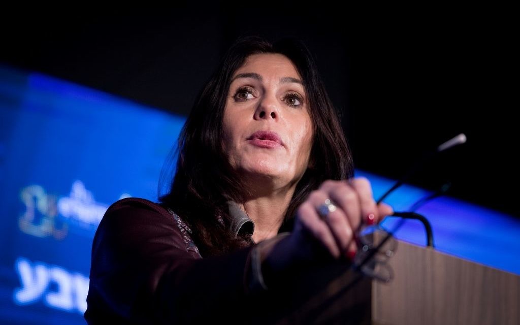 Culture and Sports Minister Miri Regev speaks during a conference in Jerusalem, February 13, 2017. (Yonatan Sindel/Flash90)
