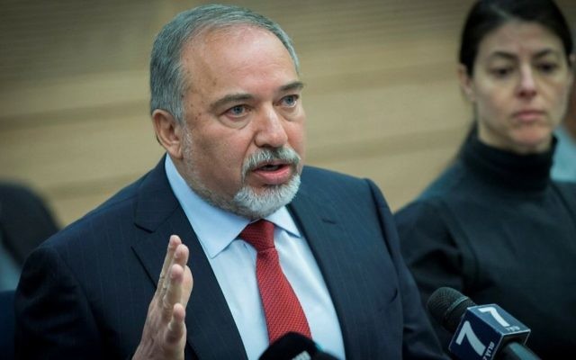 Defense Minister Avigdor Liberman attends a Defense and Foreign Affairs Committee meeting at the Knesset on March 6, 2017. (Yonatan Sindel/Flash90) Defense Minister Avigdor Liberman attends a Defense and Foreign Affairs Committee meeting at the Knesset on March 6, 2017. (Yonatan Sindel/Flash90)