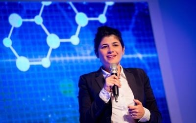 Likud MK Shaaren Haskel speaks at the annual CannaTech event that showcases research and developments in cannabis use, Tel Aviv, March 20, 2017. (Miriam Alster/FLASH90)