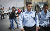 Jerusalem Police Chief Deputy Commissioner Yoram Halevy arrives at the scene of a stabbing attack on the city's light rail line near IDF Square in Jerusalem on April 14, 2017. (Yonatan Sindel/Flash90)