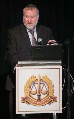 Attorney General Avichai Mandelblit speaks at a conference on the law of armed conflict outside Tel Aviv, on April 25, 2017. (Roy Alima/Flash90) Attorney General Avichai Mandelblit speaks at a conference on the law of armed conflict outside Tel Aviv, on April 25, 2017. (Roy Alima/Flash90)