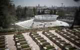 View of the military cemetery and the new Remembrance Hall on Mount Herzl in Jerusalem on April 27, 2017. (Yonatan Sindel/Flash90)