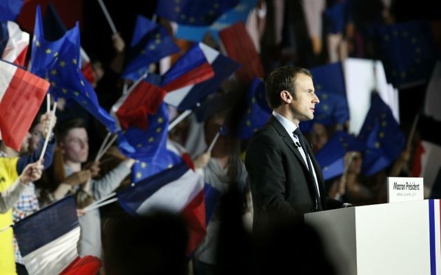 French independent centrist presidential candidate Emmanuel Macron addresses his supporters during an election campaign rally in Arras, northern France, Wednesday, April 26, 2017. (AP Photo/Thibault Camus)