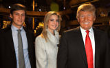 Jared Kushner, Ivanka Trump and Donald Trump attending the Comedy Central Roast of The Donald at the Hammerstein Ballroom in New York City, March 9, 2011. (Jeff Kravitz/FilmMagic via Getty Images/JTA)