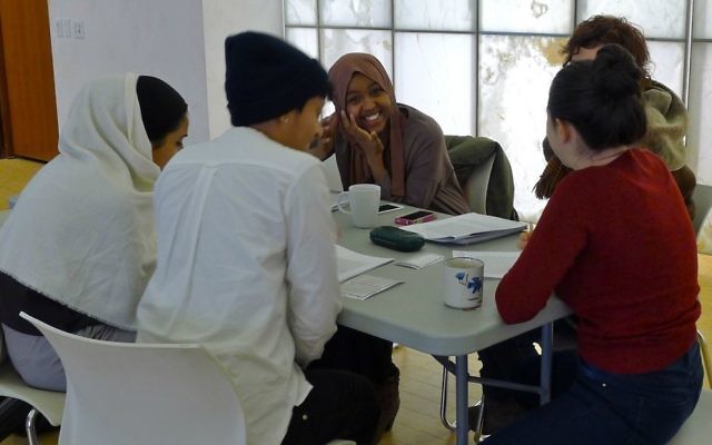 Muslim and Jewish women study sacred texts from both traditions as part of 'Blood, Milk & Tears' project, Toronto, Canada, 2017 (Evelyn Tauben) Muslim and Jewish women study sacred texts from both traditions as part of 'Blood, Milk & Tears' project, Toronto, Canada, 2017 (Evelyn Tauben)