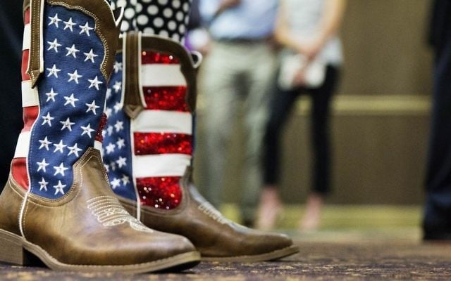 American flag-themed cowboy boots at an election night watch party for Republican candidate for Georgia's Sixth Congressional seat Karen Handel in Roswell, Georgia, April 18, 2017. (AP Photo/David Goldman)