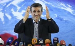 Former Iranian president Mahmoud Ahmadinejad gives a press conference in Tehran, Iran on April, 5, 2017. (AP/Ebrahim Noroozi)