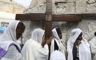 Ethiopian Christian pilgrims attend a Good Friday procession in Jerusalem, Friday, April 14, 2017. (Dan Balilty/AP)
