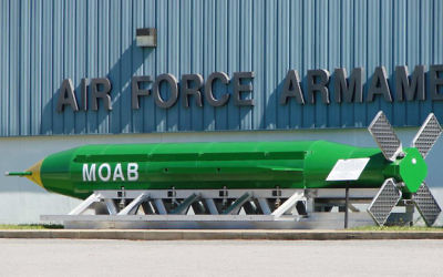 A GBU-43/B Massive Ordnance Air Blast weapon on display outside the Air Force Armament Museum, Eglin Air Force Base, Florida (Wikipedia/Fl295/public domain)