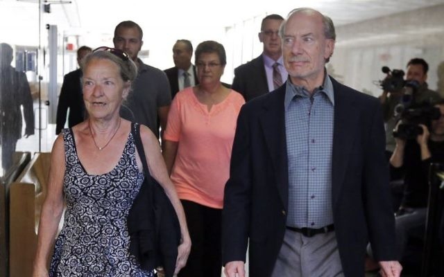 Julie Patz and Stan Patz, the mother and father of Etan Patz, arrive at Manhattan Supreme Court, in New York, Tuesday, April 18, 2017, for the sentencing of Pedro Hernandez, the man convicted of killing 6-year-old Etan Patz, one of America's most notorious missing-child cases. (AP/Richard Drew) 