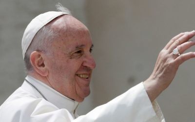 Pope Francis salutes at the end of his weekly general audience in St. Peter's square at the Vatican, Wednesday, April 26, 2017. (AP Photo/Andrew Medichini)