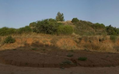 The red hill seen from Kibbutz Givat Brenner that inspired the name of biotech company RedHill (Courtesy)