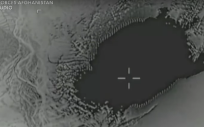 The moment when a US massive ordnance air blast (MOAB) bomb is dropped on an Islamic State cave and tunnel system in Kabul, Afghanistan, April 13, 2017 (YouTube screenshot)