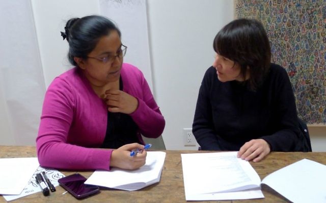 Siham Chowdhury (left) and Sharon Ross study Jewish and Muslim texts as part of 'Blood, Milk & Tears' project in Toronto, Canada, 2017 (Evelyn Tauben) Siham Chowdhury (left) and Sharon Ross study Jewish and Muslim texts as part of 'Blood, Milk & Tears' project in Toronto, Canada, 2017 (Evelyn Tauben)