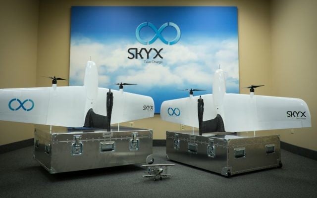 SkyOne drone models; the drones can recharge themselves  (Courtesy)