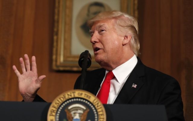 President Donald Trump speaks at the Interior Department in Washington, Wednesday, April, 26, 2017. (AP Photo/Carolyn Kaster) President Donald Trump speaks at the Interior Department in Washington, Wednesday, April, 26, 2017. (AP Photo/Carolyn Kaster)