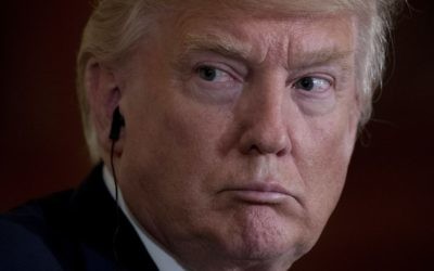 US President Donald Trump seen during a meeting with Italian Prime Minister Paolo Gentiloni in the White House in Washington, DC, April 20, 2017. (AP/Andrew Harnik)