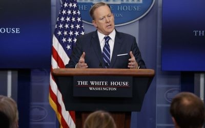 White House press secretary Sean Spicer speaks during the daily press briefing at the White House, Friday, March 31, 2017, in Washington. Spicer discussed the U.S., China relationship and other topics. (AP Photo/Evan Vucci)