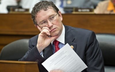 In this June 28, 2013, file photo, Rep. Thomas Massie, R-Ky., listens during a House Oversight Committee hearing on Capitol Hill in Washington. (AP Photo/J. Scott Applewhite, File) In this June 28, 2013, file photo, Rep. Thomas Massie, R-Ky., listens during a House Oversight Committee hearing on Capitol Hill in Washington. (AP Photo/J. Scott Applewhite, File)