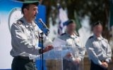 Military Intelligence chief Maj. Gen. Herzl Halevi speaks at a ceremony for the incoming head of Unit 8200 in the Gelilot base, north of Tel Aviv, on April 6, 2017. (IDF Spokesperson's Unit)