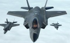 Israel's three newest F-35 stealth fighter jets on their way to Israel in April 2017. (Israel Defense Forces)