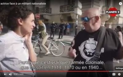 Screen capture from video showing actress and comedian Amelle Chahbi confronting a nationalist demonstrator in the French documentary 'Why do they hate us?' (YouTube/L'instant insolite) Screen capture from video showing actress and comedian Amelle Chahbi confronting a nationalist demonstrator in the French documentary 'Why do they hate us?' (YouTube/L'instant insolite)