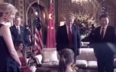 President Donald Trump's grandchildren Arabella Kushner (back to camera) and her brother Joseph perform in Mandarin in honor of President Xi Jinping and Madame Peng Liyuan's official visit to the US, April 8, 2017 (YouTube screenshot)