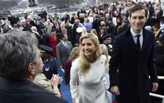 Ivanka Trump and Jared Kushner leaving after the presidential inauguration at the U.S. Capitol, January 20, 2017. (Saul Loeb/Pool/Getty Images/via JTA)