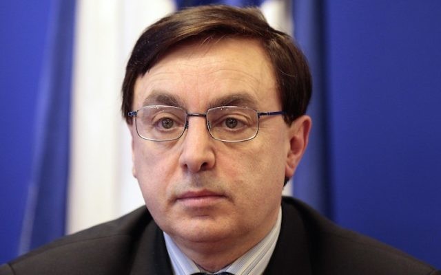 Jean-Francois Jalkh at a news conference in Nanterre, France, Jan. 20, 2011. (Jacques Demarthon/AFP/Getty Images via JTA)