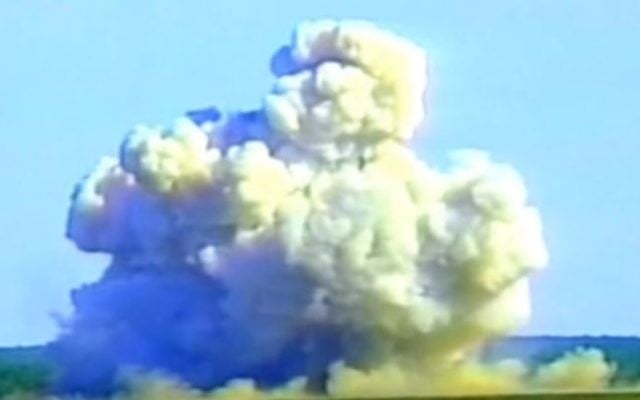 Screen shot from video of a Massive Ordnance Air Blast bomb (MOAB) test. (YouTube/Military Forces)