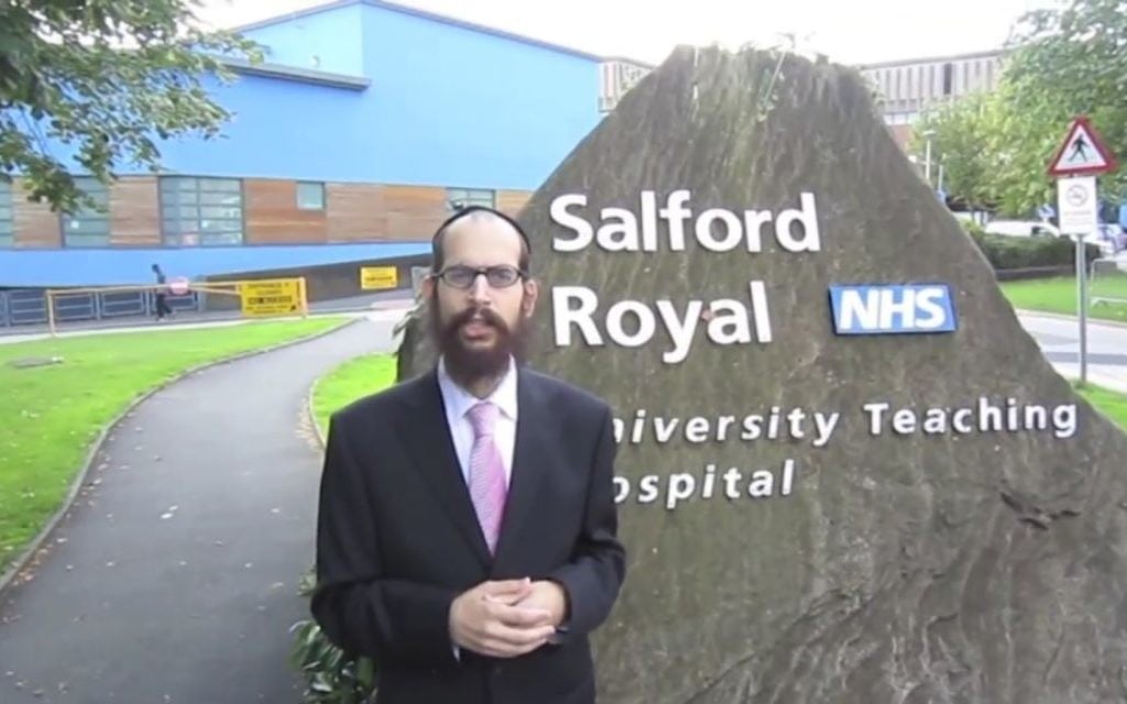 Rabbi Shneur Odze, a UKIP candidate who came in sixth in the May 2017 race for Manchester mayor. (Screen capture: YouTube) Rabbi Shneur Odze, a UKIP candidate who came in sixth in the May 2017 race for Manchester mayor. (Screen capture: YouTube)