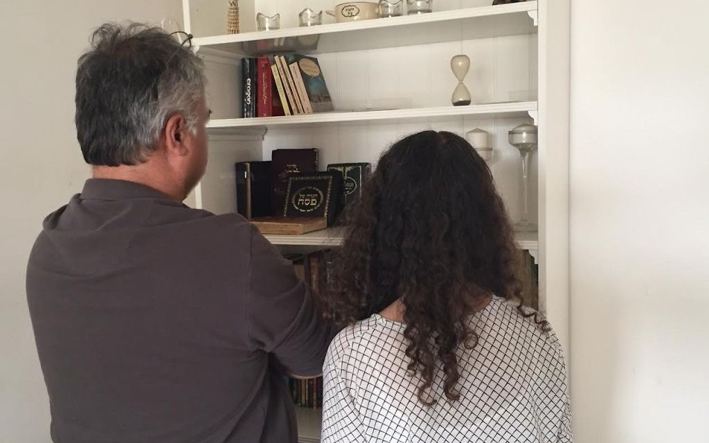 G and S, the parents of alleged bomb hoaxer M, at their home in Ashkelon, April 26, 2017 (Times of Israel staff) G and S, the parents of alleged bomb hoaxer M, at their home in Ashkelon, April 26, 2017 (Times of Israel staff)