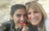 Fallen border policewoman Hadar Cohen (L) pictured with her mother Segal during the first month of her army training. (Courtesy: Volcani Center)