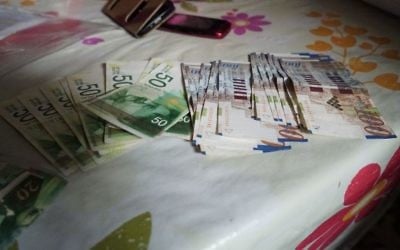 'Terror funds' seized by the IDF as part of its raid Silwad on April 7, 2017, which is the hometown of a Palestinian man who drove his car into two soldiers, killing one of them, the day before. (IDF Spokesperson's Unit)