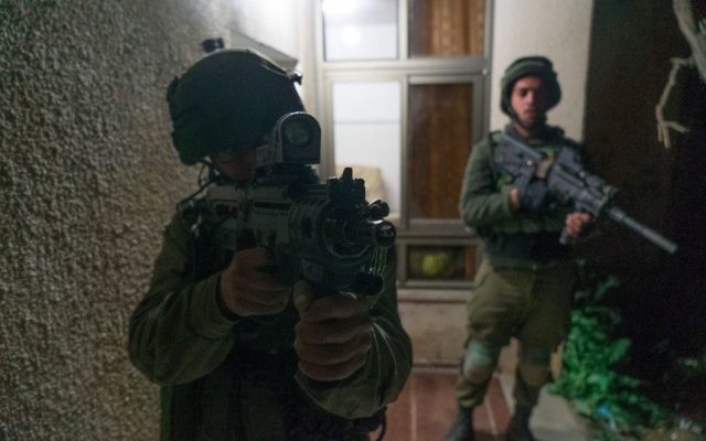 Illustrative: IDF troops raid Silwad on April 7, 2017. (IDF Spokesperson's Unit) Illustrative: IDF troops raid Silwad on April 7, 2017. (IDF Spokesperson's Unit)