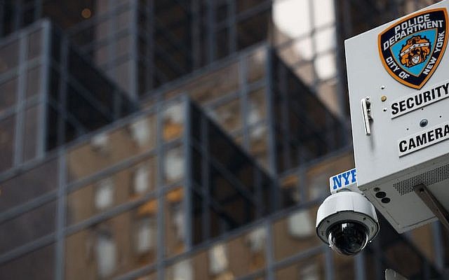 A New York City Police Department (NYPD) security camera hangs atop a light pole across the street from Trump Tower, March 7, 2017 in New York City. (Photo by Drew Angerer/Getty Images) A New York City Police Department (NYPD) security camera hangs atop a light pole across the street from Trump Tower, March 7, 2017 in New York City. (Photo by Drew Angerer/Getty Images)