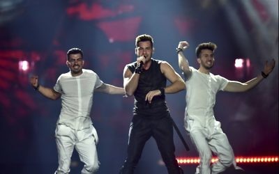 Israel's Imri performs the song 'I Feel Alive' during the second semifinal dress rehearsal of the Eurovision Song Contest 2017 on May 10, 2017 at the International Exhibition Centre in Kiev (AFP PHOTO / Sergei SUPINSKY)